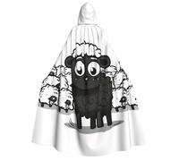 BYPPJGH Halloween Hooded Cape For Adult Cartoon Black White Sheep Full Length Cape Cloak Halloween Christmas Cosplay Costume For Men And Women