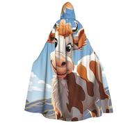 BYPPJGH Halloween Hooded Cape For Adult Cartoon Cute Cow Full Length Cape Cloak Halloween Christmas Cosplay Costume For Men And Women