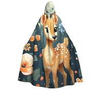BYPPJGH Halloween Hooded Cape For Adult Cartoon Deer Flower Full Length Cape Cloak Halloween Christmas Cosplay Costume For Men And Women