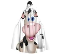 BYPPJGH Halloween Hooded Cape For Adult Cartoon Milk Cow Full Length Cape Cloak Halloween Christmas Cosplay Costume For Men And Women