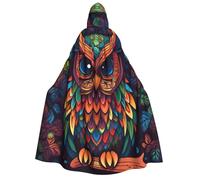 BYPPJGH Halloween Hooded Cape For Adult Color Owl Pattern Full Length Cape Cloak Halloween Christmas Cosplay Costume For Men And Women