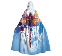 BYPPJGH Halloween Hooded Cape For Adult Colorful Abstract Dragonfly Full Length Cape Cloak Halloween Christmas Cosplay Costume For Men And Women