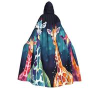 BYPPJGH Halloween Hooded Cape For Adult Colorful Giraffe Fans Lovers Full Length Cape Cloak Halloween Christmas Cosplay Costume For Men And Women