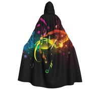 BYPPJGH Halloween Hooded Cape For Adult Colorful Music Notes Full Length Cape Cloak Halloween Christmas Cosplay Costume For Men And Women