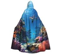 BYPPJGH Halloween Hooded Cape For Adult Colorful Ocean Theme Full Length Cape Cloak Halloween Christmas Cosplay Costume For Men And Women