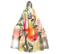 BYPPJGH Halloween Hooded Cape For Adult Colorful Peach Watercolor Design Full Length Cape Cloak Halloween Christmas Cosplay Costume For Men And Women