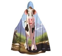 BYPPJGH Halloween Hooded Cape For Adult Cow Milk Full Length Cape Cloak Halloween Christmas Cosplay Costume For Men And Women