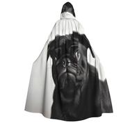 BYPPJGH Halloween Hooded Cape For Adult Cute Black Pug Dog Full Length Cape Cloak Halloween Christmas Cosplay Costume For Men And Women