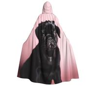BYPPJGH Halloween Hooded Cape For Adult Cute Black Pug Full Length Cape Cloak Halloween Christmas Cosplay Costume For Men And Women
