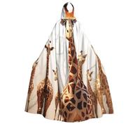 BYPPJGH Halloween Hooded Cape For Adult Cute Cartoon Funny Giraffes Full Length Cape Cloak Halloween Christmas Cosplay Costume For Men And Women