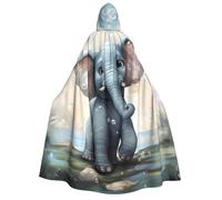 BYPPJGH Halloween Hooded Cape For Adult Cute Elephant Play Bubbles Full Length Cape Cloak Halloween Christmas Cosplay Costume For Men And Women