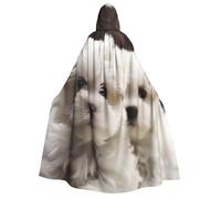 BYPPJGH Halloween Hooded Cape For Adult Cute Maltese Puppy Full Length Cape Cloak Halloween Christmas Cosplay Costume For Men And Women