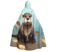 BYPPJGH Halloween Hooded Cape For Adult Cute Otter Full Length Cape Cloak Halloween Christmas Cosplay Costume For Men And Women