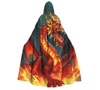 BYPPJGH Halloween Hooded Cape For Adult Dragon King In Fire Full Length Cape Cloak Halloween Christmas Cosplay Costume For Men And Women