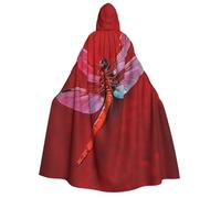 BYPPJGH Halloween Hooded Cape For Adult Dragonfly On Red Background Full Length Cape Cloak Halloween Christmas Cosplay Costume For Men And Women