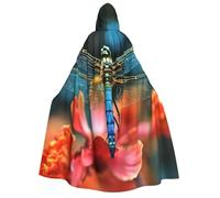 BYPPJGH Halloween Hooded Cape For Adult Dragonfly On The Flower Full Length Cape Cloak Halloween Christmas Cosplay Costume For Men And Women