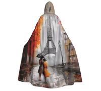 BYPPJGH Halloween Hooded Cape For Adult Eiffel Tower Paris Painting Full Length Cape Cloak Halloween Christmas Cosplay Costume For Men And Women