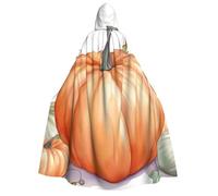 BYPPJGH Halloween Hooded Cape For Adult Fall Watercolor Pumpkins Full Length Cape Cloak Halloween Christmas Cosplay Costume For Men And Women