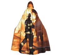 BYPPJGH Halloween Hooded Cape For Adult Firefighter Fireman Flame Full Length Cape Cloak Halloween Christmas Cosplay Costume For Men And Women