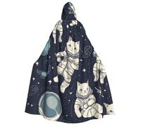 BYPPJGH Halloween Hooded Cape For Adult Fun Cat Astronaut Full Length Cape Cloak Halloween Christmas Cosplay Costume For Men And Women