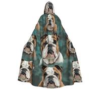 BYPPJGH Halloween Hooded Cape For Adult Funny English Bulldog Full Length Cape Cloak Halloween Christmas Cosplay Costume For Men And Women