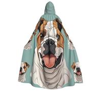 BYPPJGH Halloween Hooded Cape For Adult Funny English Bulldog Full Length Cape Cloak Halloween Christmas Cosplay Costume For Men And Women