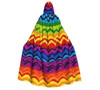 BYPPJGH Halloween Hooded Cape For Adult Gay Pride Rainbow Pattern1 Full Length Cape Cloak Halloween Christmas Cosplay Costume For Men And Women
