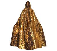 BYPPJGH Halloween Hooded Cape For Adult Gold Sequin Sparkle Full Length Cape Cloak Halloween Christmas Cosplay Costume For Men And Women