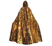 BYPPJGH Halloween Hooded Cape For Adult Gold Sequin Sparkle Full Length Cape Cloak Halloween Christmas Cosplay Costume For Men And Women