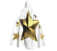 BYPPJGH Halloween Hooded Cape For Adult Gold Star Full Length Cape Cloak Halloween Christmas Cosplay Costume For Men And Women
