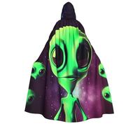 BYPPJGH Halloween Hooded Cape For Adult Green Alien1 Full Length Cape Cloak Halloween Christmas Cosplay Costume For Men And Women