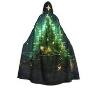 BYPPJGH Halloween Hooded Cape For Adult Green Christmas Tree Full Length Cape Cloak Halloween Christmas Cosplay Costume For Men And Women