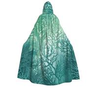 BYPPJGH Halloween Hooded Cape For Adult Green Sea Blue Seaweed Full Length Cape Cloak Halloween Christmas Cosplay Costume For Men And Women