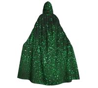BYPPJGH Halloween Hooded Cape For Adult Green Sequin Sparkle Full Length Cape Cloak Halloween Christmas Cosplay Costume For Men And Women