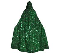 BYPPJGH Halloween Hooded Cape For Adult Green Sequin Sparkle Full Length Cape Cloak Halloween Christmas Cosplay Costume For Men And Women