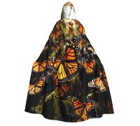 BYPPJGH Halloween Hooded Cape For Adult Heaps Of Orange Monarch Butterflies Full Length Cape Cloak Halloween Christmas Cosplay Costume For Men And Women