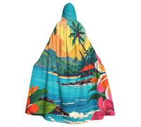 BYPPJGH Halloween Hooded Cape For Adult Hello Hawaii Full Length Cape Cloak Halloween Christmas Cosplay Costume For Men And Women