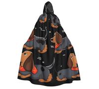 BYPPJGH Halloween Hooded Cape For Adult I Love My Dog Dachshunds Full Length Cape Cloak Halloween Christmas Cosplay Costume For Men And Women
