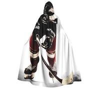 BYPPJGH Halloween Hooded Cape For Adult Ice Hockey Pattern Full Length Cape Cloak Halloween Christmas Cosplay Costume For Men And Women