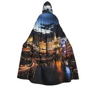 BYPPJGH Halloween Hooded Cape For Adult Las Vegas Night View Full Length Cape Cloak Halloween Christmas Cosplay Costume For Men And Women