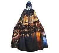 BYPPJGH Halloween Hooded Cape For Adult Las Vegas Night View Full Length Cape Cloak Halloween Christmas Cosplay Costume For Men And Women