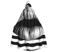 BYPPJGH Halloween Hooded Cape For Adult Lips Printed In Black And White Stripes Full Length Cape Cloak Halloween Christmas Cosplay Costume For Men And Women