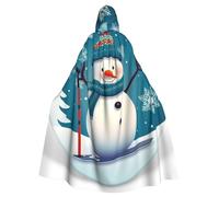 BYPPJGH Halloween Hooded Cape For Adult Lovely Christmas Cartoon Skiing Snowman Snowflake Full Length Cape Cloak Halloween Christmas Cosplay Costume For Men And Women