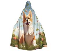 BYPPJGH Halloween Hooded Cape For Adult Lovely Corgi Full Length Cape Cloak Halloween Christmas Cosplay Costume For Men And Women