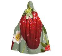 BYPPJGH Halloween Hooded Cape For Adult Lovely Strawberry Full Length Cape Cloak Halloween Christmas Cosplay Costume For Men And Women