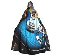 BYPPJGH Halloween Hooded Cape For Adult Magic Electric Guitar Music Full Length Cape Cloak Halloween Christmas Cosplay Costume For Men And Women