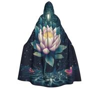 BYPPJGH Halloween Hooded Cape For Adult Magic Lotus Floral Full Length Cape Cloak Halloween Christmas Cosplay Costume For Men And Women