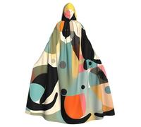 BYPPJGH Halloween Hooded Cape For Adult Mid-Century Modern Art Cat Full Length Cape Cloak Halloween Christmas Cosplay Costume For Men And Women