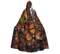 BYPPJGH Halloween Hooded Cape For Adult Monarch Butterflies Full Length Cape Cloak Halloween Christmas Cosplay Costume For Men And Women