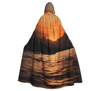 BYPPJGH Halloween Hooded Cape For Adult Mountain And Water At Sunset Full Length Cape Cloak Halloween Christmas Cosplay Costume For Men And Women